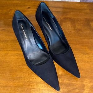Good American Icon Pump 75 black suede shoes 8.5